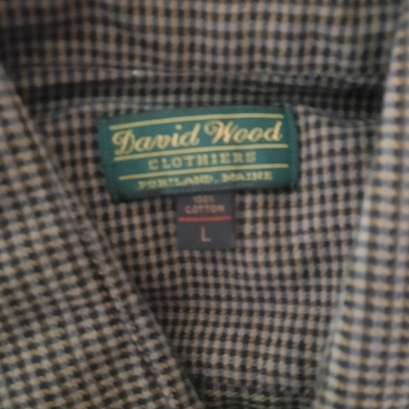 DAVID WOOD CLOTHIERS Button Up Checkered Shirt Mens Size L Portland Maine USA - Picture 7 of 8